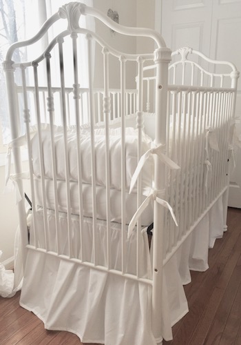 Shabby Snow White Ruffled Crib Bedding