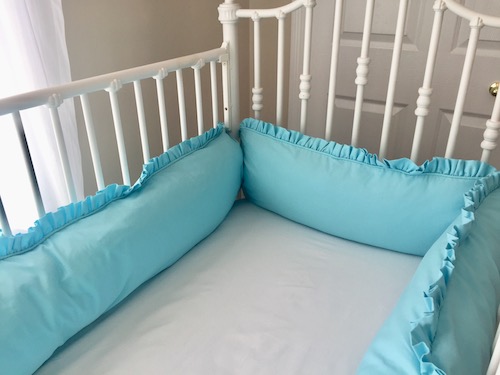 Crib Set - Shabby Sweet Aqua Ruffled Crib Bedding