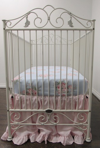 Ruffled Crib Skirt - Pale Pink Linen