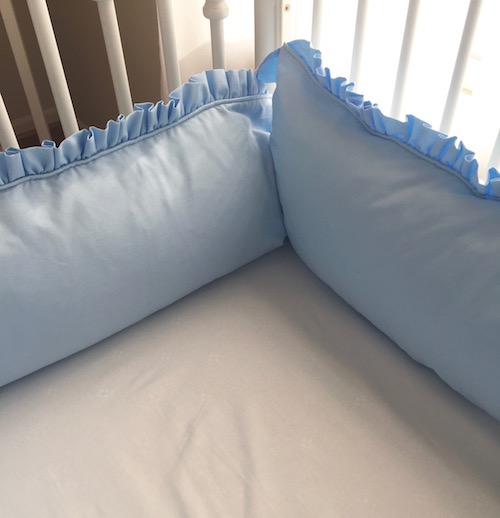 Crib Bumpers - Shabby Blue Ruffled Crib Bumper Set