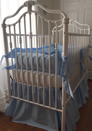 Crib Bedding Set - Shabby Sweet Blue Ruffled Crib Bedding