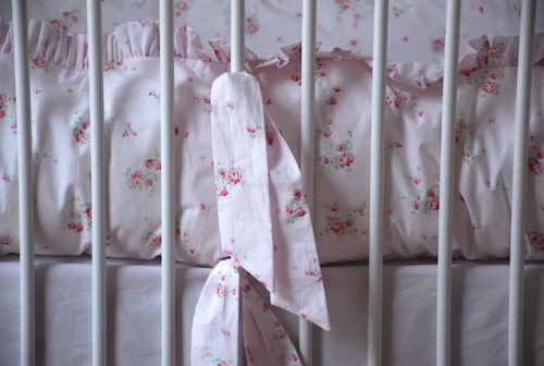Crib Bedding Set - Shabby Sweet Faded Pink Ditsy Rose Crib Bedding
