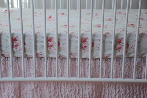 Tailored Crib Skirt - Pale Pink Ruffle Fabric