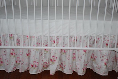 Shabby Pink Sweet Sue Floral Crib Skirt