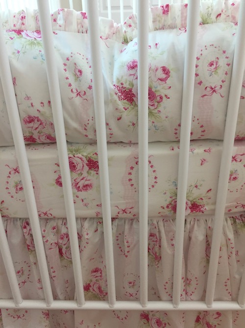 Shabby Pink Sweet Sue Floral Crib Bedding #2